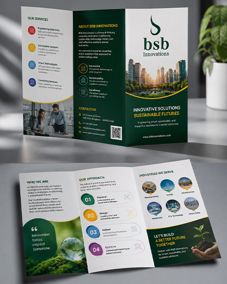 Offset-printed brochure spread — BSB Innovations