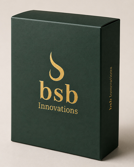 Premium rigid magnetic-closure box with gold foil — BSB Innovations