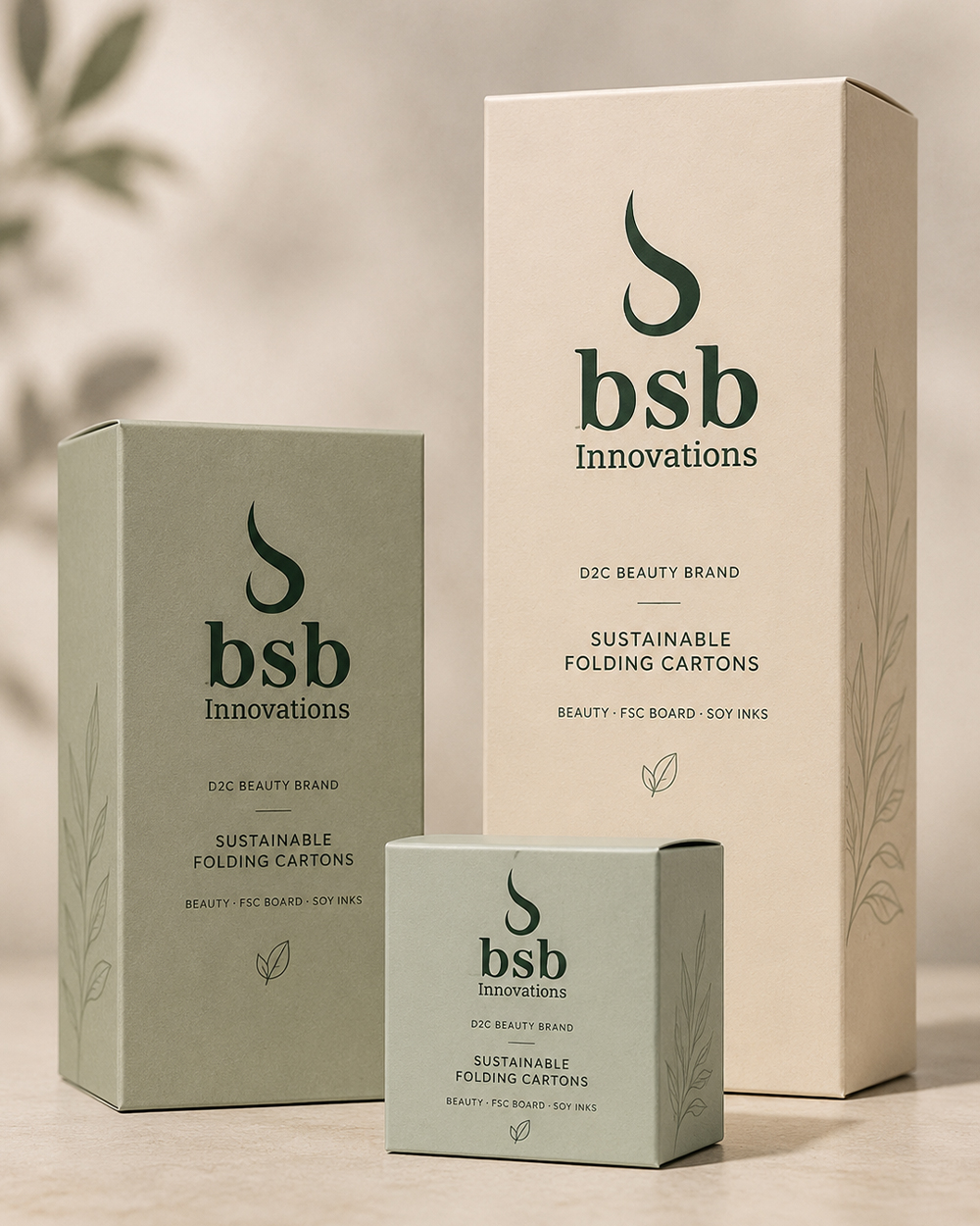 D2C beauty brand — sustainable folding cartons by BSB Innovations